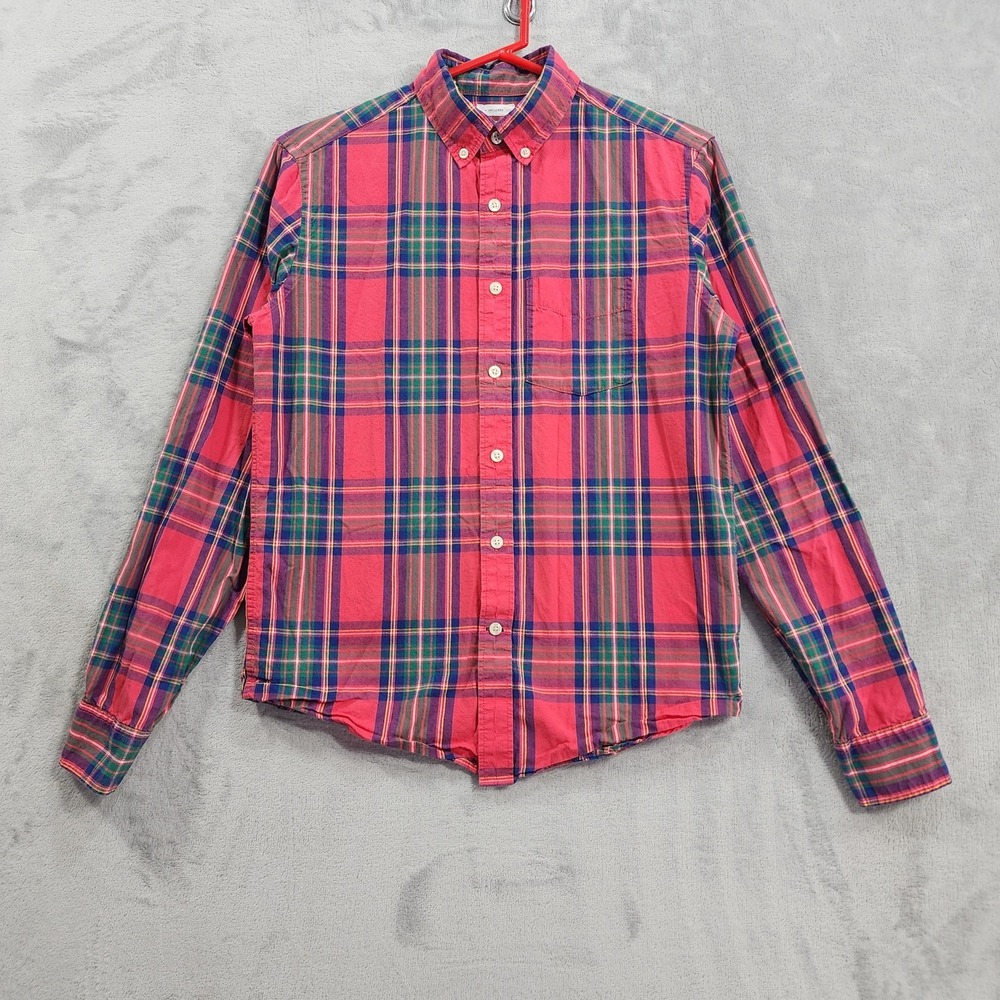Gap Shirt Mens XS Red Multicolor Plaid Untucked Button Down Long Sleeve Casual